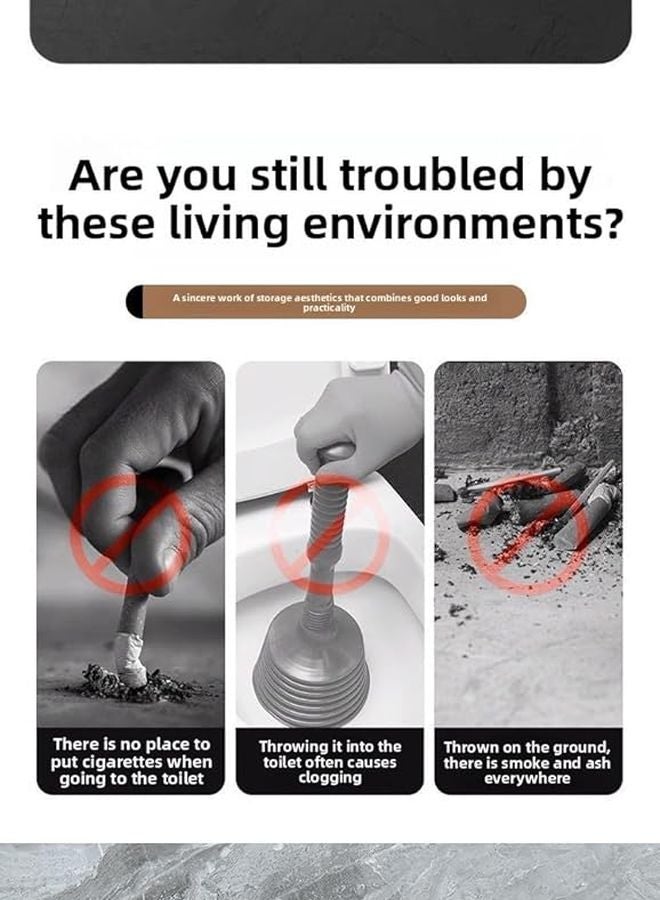 2 Pack Black Stainless Steel Wall Ashtray Covered Anti Fly No Drill Bathroom Home Use - Image 5