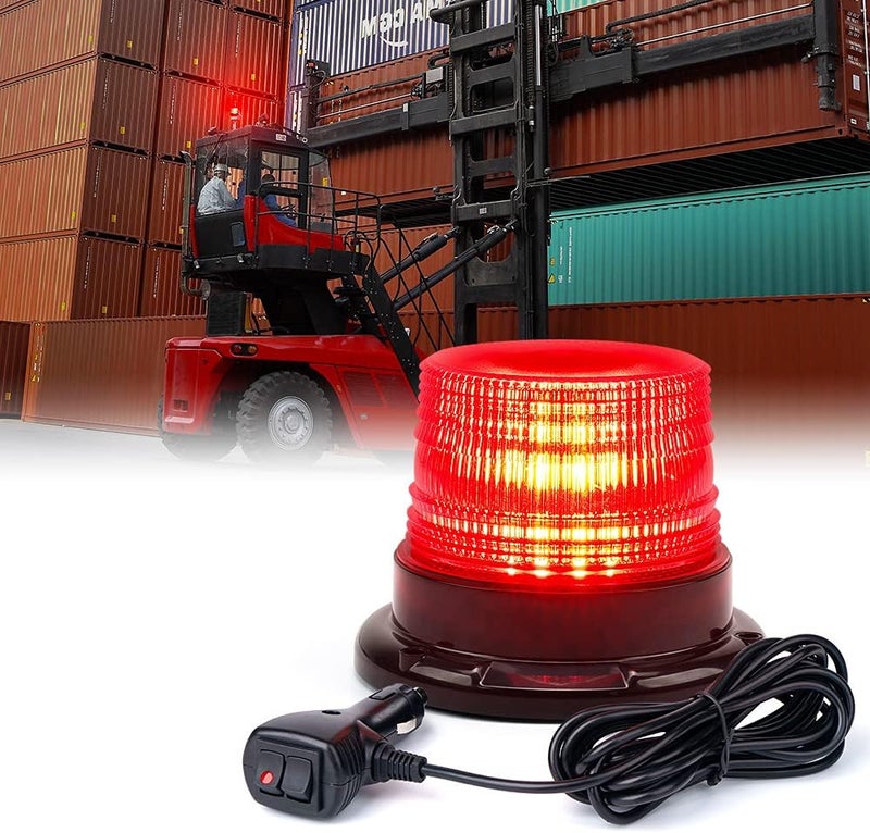 Xprite ضوء كشاف LED، أضواء ستروب رافعة شوكية مع قاعدة مغناطيسية لمركبات البناء، شاحنات السحب، دوريات الأمن، البريد، عربات الجولف، UTV ATV، جرافات الثلج - أحمر - Image 1