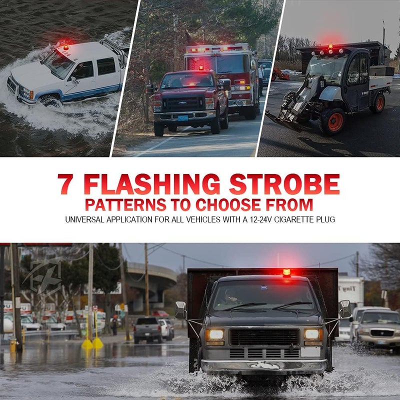 Xprite ضوء كشاف LED، أضواء ستروب رافعة شوكية مع قاعدة مغناطيسية لمركبات البناء، شاحنات السحب، دوريات الأمن، البريد، عربات الجولف، UTV ATV، جرافات الثلج - أحمر - Image 4
