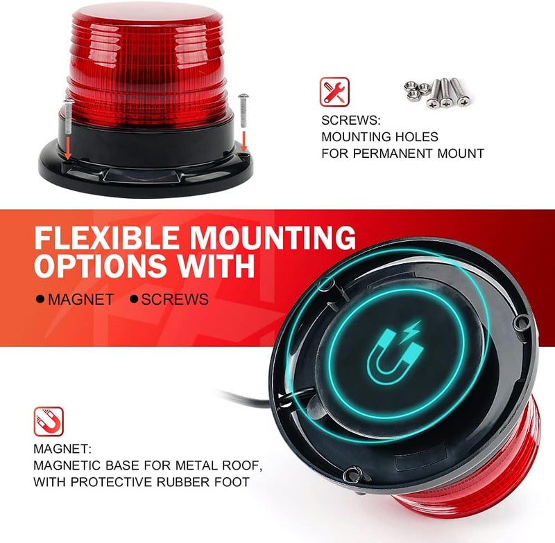 Xprite ضوء كشاف LED، أضواء ستروب رافعة شوكية مع قاعدة مغناطيسية لمركبات البناء، شاحنات السحب، دوريات الأمن، البريد، عربات الجولف، UTV ATV، جرافات الثلج - أحمر - Image 5