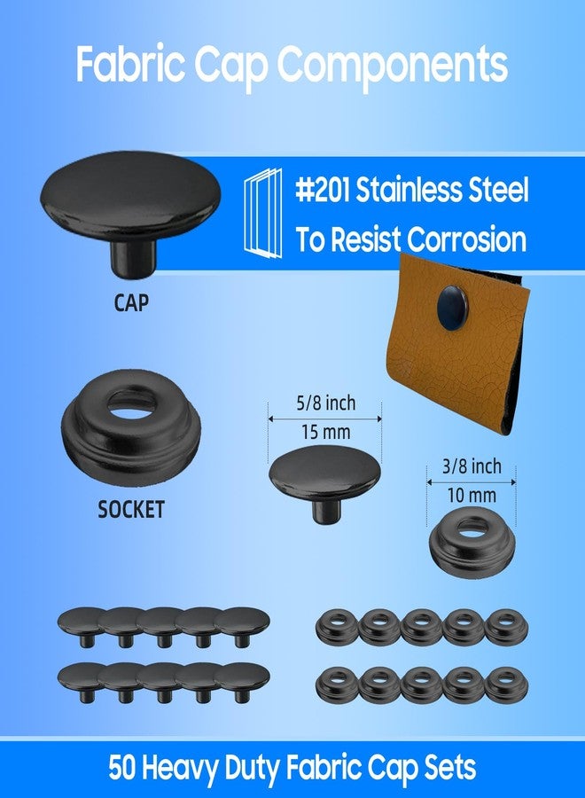 Rexhubro Canvas Snap Kit, Stainless Steel Snaps Marine Grade Snaps for Boat Cover - Snap Kit for Boat Cover 3/8" Socket Metal Snaps Fasteners for Clothing Leather Fabric Canvas150 PCS - Image 3