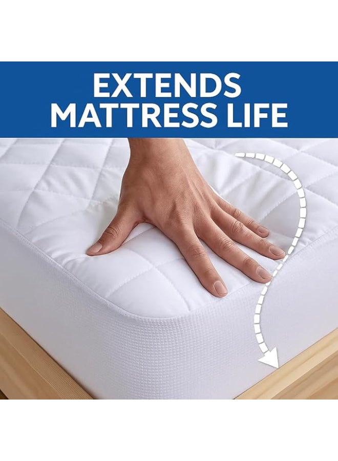 Harmony Home Quilted Mattress Protector – Waterproof, Ultra-Soft Cotton Top | Breathable 3D Air Fabric | Deep Pocket up to 18" | Hypoallergenic & Washable | King 180×200×30 cm - Image 4