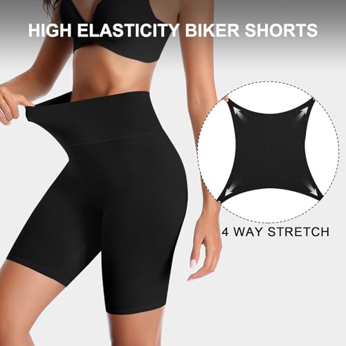 K-CHEONY Womens Cotton Boyshorts High Waisted Biker Shorts Stretch Spandex Tummy Control Yoga Slip Anti Chafing Shorts Black - Image 4