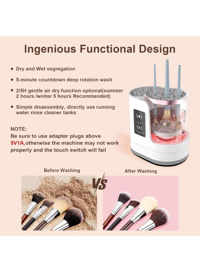 كيمايا منظف ​​ومجفف فرش المكياج الكهربائي 3 في 1 - منظف فرش مكياج أوتوماتيكي بمنفذ USB مع حامل، أداة محمولة سريعة الجفاف لجميع أحجام الفرش - Image 4