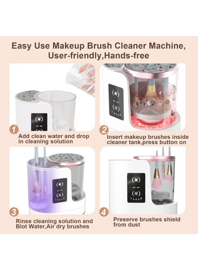 كيمايا منظف ​​ومجفف فرش المكياج الكهربائي 3 في 1 - منظف فرش مكياج أوتوماتيكي بمنفذ USB مع حامل، أداة محمولة سريعة الجفاف لجميع أحجام الفرش - Image 5