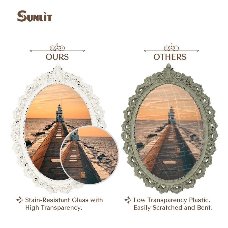 Sunlit Vintage Picture Frame 5x7 Inch  Oval Antique Photo Frames with Glass Front  Luxury Photo Display  Tabletop Wall Hanging  Gift Ideas - Image 3