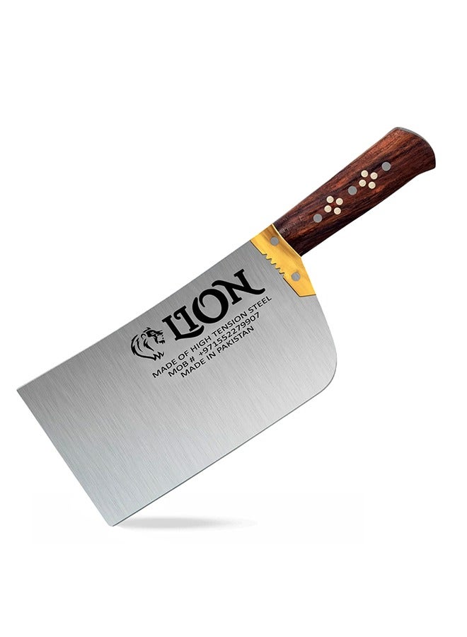 Lion مفرمة اللحوم من Lion ومفرمة إزالة العظام شديدة التحمل لتحضير اللحوم بسهولة - فولاذ عالي الشد، وحافة حادة كالشفرة، ومقبض خشبي مريح، مثالية لتقطيع وتقطيع وإزالة العظام من جميع أنواع اللحوم  - Image 1