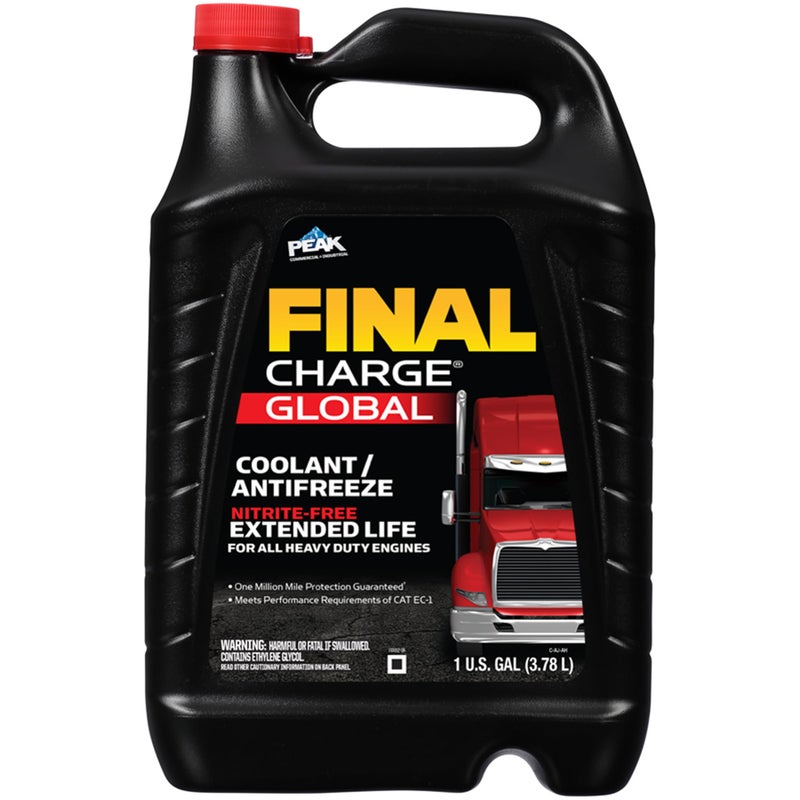 PEAK FINAL CHARGE Global Extended Life Concentrate AntifreezeCoolant for All Heavy Duty Engine Cooling Systems 1 Gal