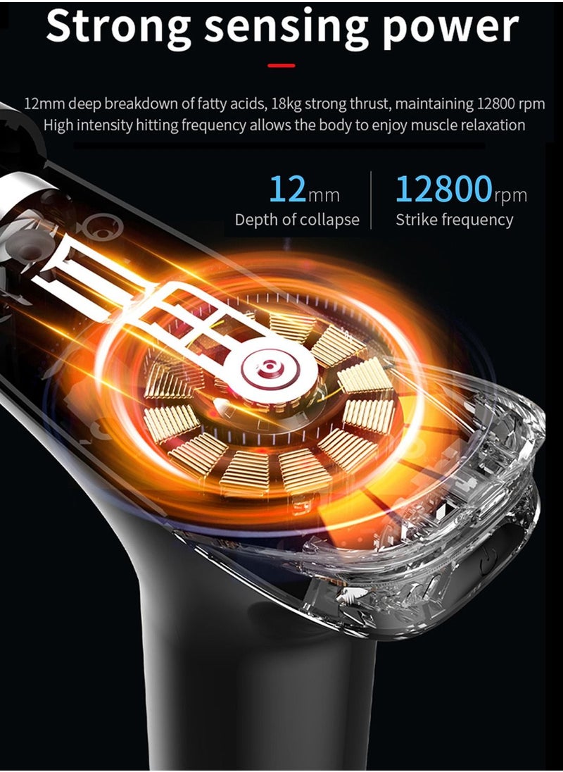 EqiEch Fascia Gun Set, Professional Deep Percussion Massage Gun Ultra Quiet Handheld Deep Tissue Muscle Massager with 8 Speeds and 6 Massage Heads  - Image 2