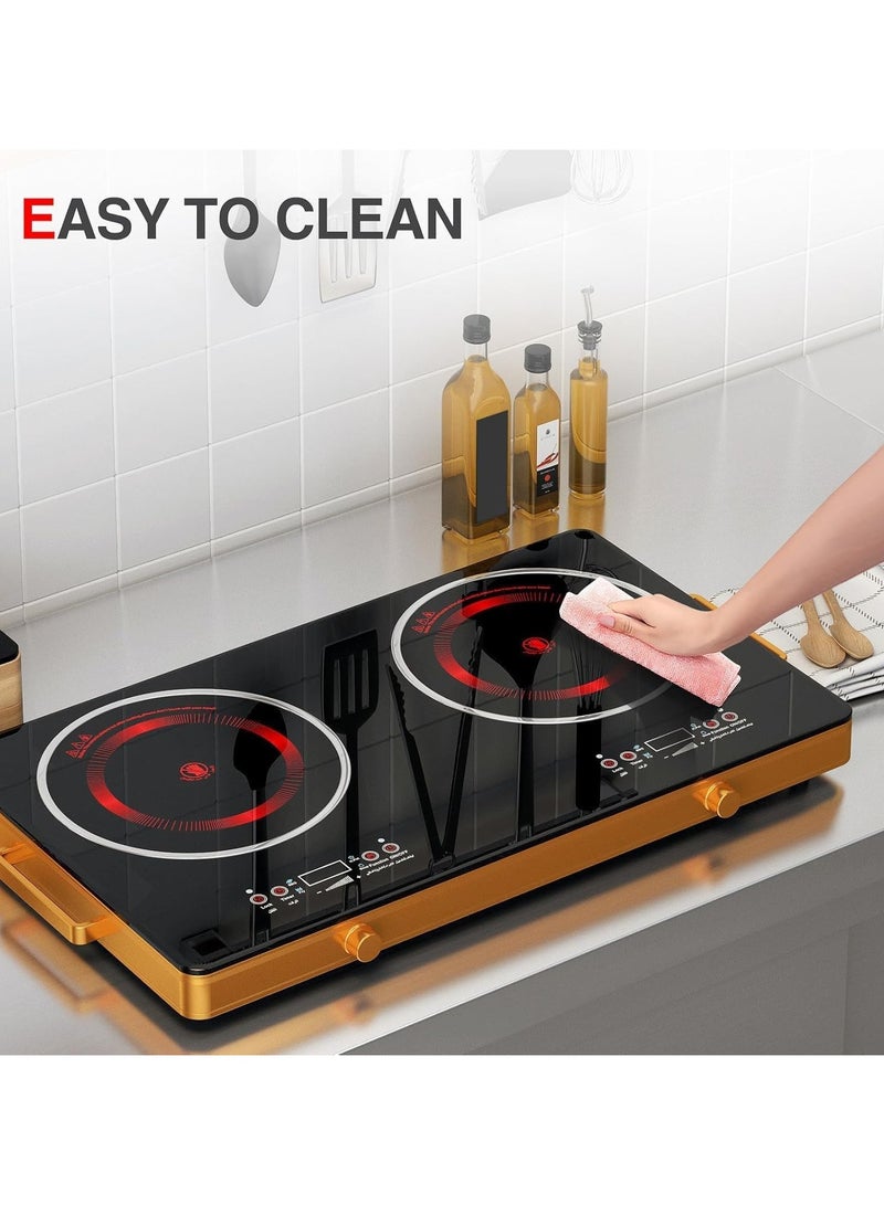 Olympia Double Burner Infrared Cooker - 4 Digit LED Display, Multi-Stage Power Settings, Knob & Touch Control, Portable & Compact with Automatic Safety Switch 7000W  - Image 4