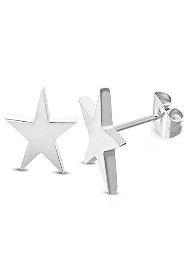 SIISPRI Stainless Steel Shining Shooting Tiny Star Stud Post Earrings for Women Men 7mm (SilverER0038)… - Image 1