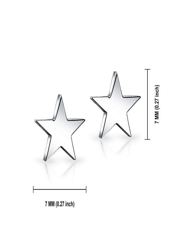 SIISPRI Stainless Steel Shining Shooting Tiny Star Stud Post Earrings for Women Men 7mm (SilverER0038)… - Image 2