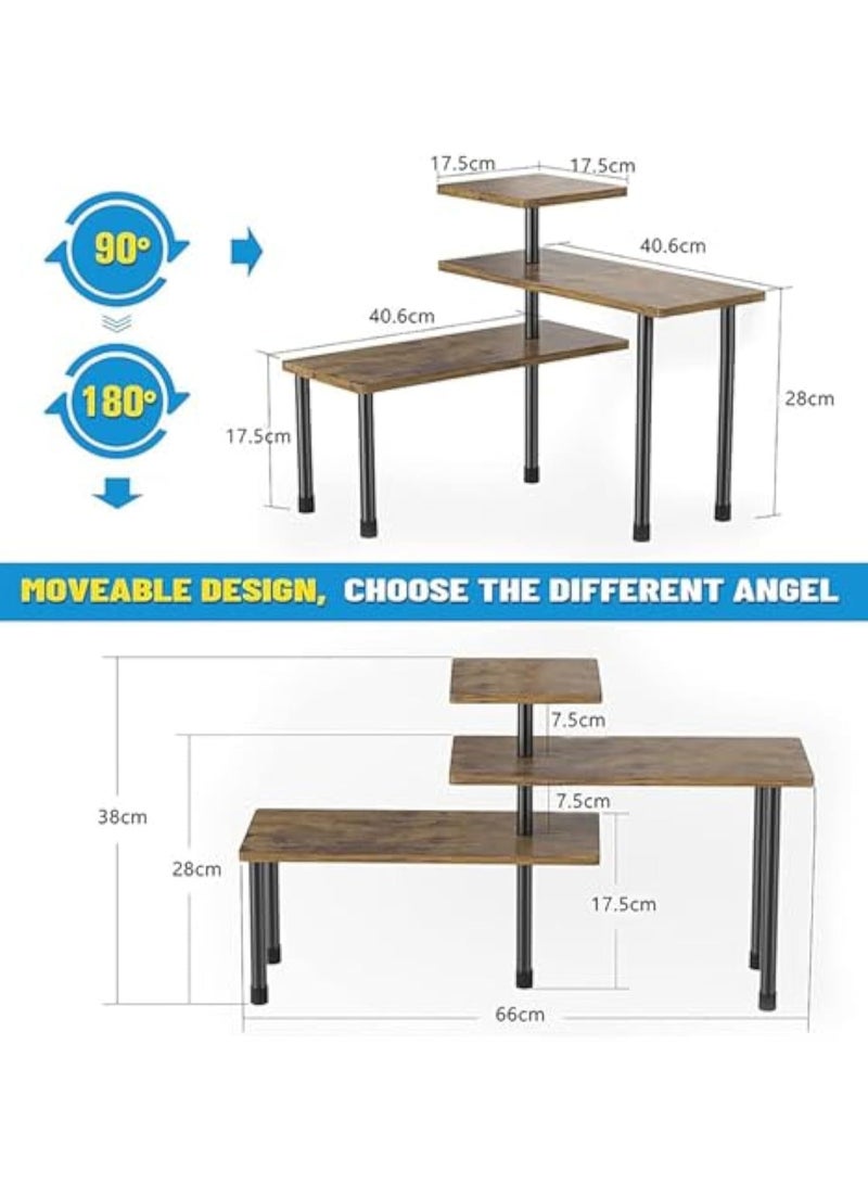 YelaJoy Countertop Organizer Organization, 3 Tier Moveable Corner Shelf, Adjustable Kitchen Corner Shelves for Kitchen, Bathroom, Spice Rack, Coffee Area, Over Sink, Dresser Table, Plant Shelf - Image 2