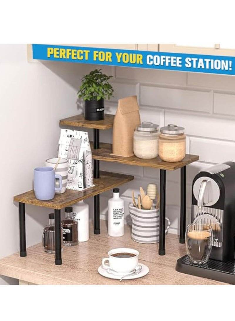 YelaJoy Countertop Organizer Organization, 3 Tier Moveable Corner Shelf, Adjustable Kitchen Corner Shelves for Kitchen, Bathroom, Spice Rack, Coffee Area, Over Sink, Dresser Table, Plant Shelf - Image 5