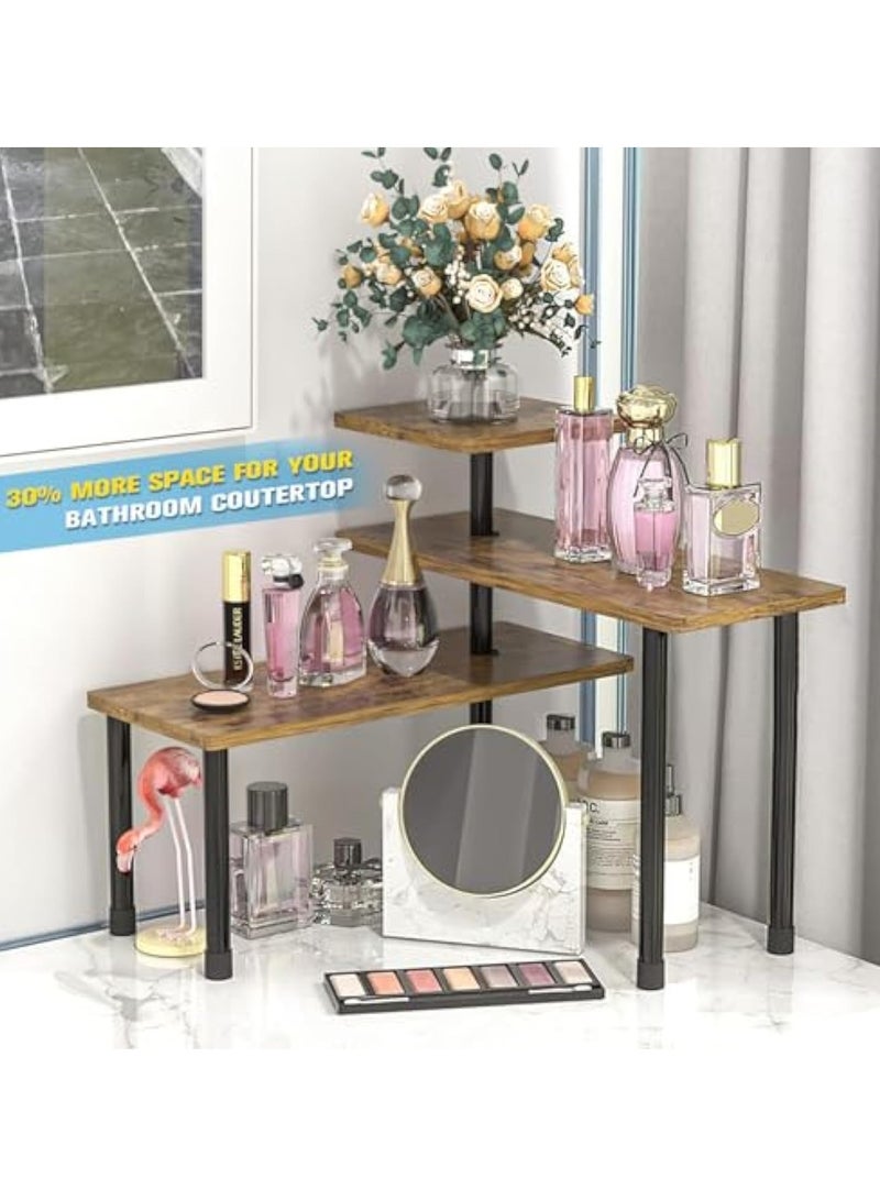 YelaJoy Countertop Organizer Organization, 3 Tier Moveable Corner Shelf, Adjustable Kitchen Corner Shelves for Kitchen, Bathroom, Spice Rack, Coffee Area, Over Sink, Dresser Table, Plant Shelf - Image 3