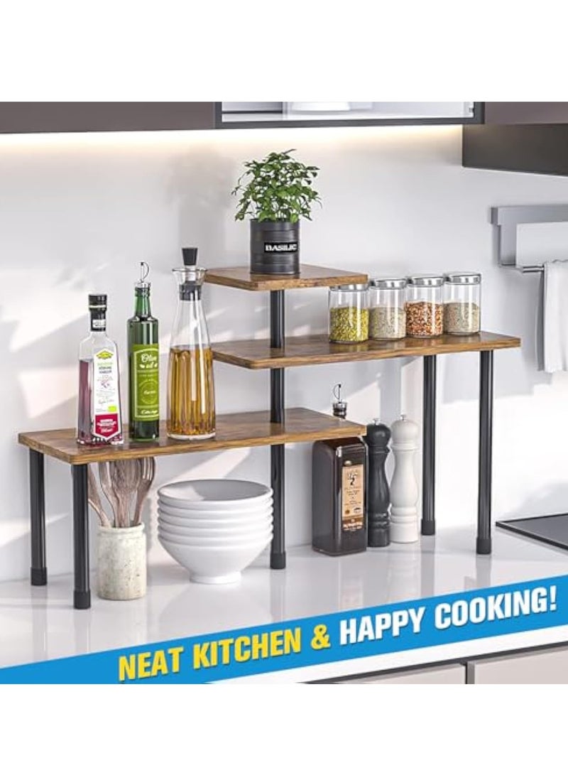 YelaJoy Countertop Organizer Organization, 3 Tier Moveable Corner Shelf, Adjustable Kitchen Corner Shelves for Kitchen, Bathroom, Spice Rack, Coffee Area, Over Sink, Dresser Table, Plant Shelf - Image 4