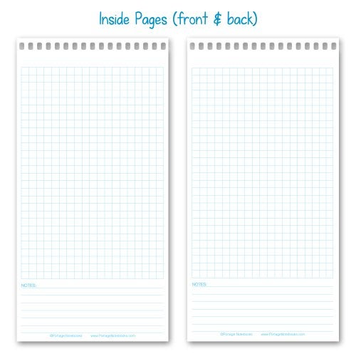 Portage Graph Paper Notebook – Top Bound Spiral Grid Notepad, Small Graph Notebook Writing Pad, Reversible with Notes Template, Thick Cover For Stability – 4 x 8 In, 70 Sheets, 12 Pack - Image 3