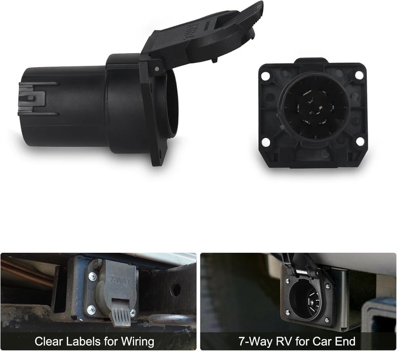 مقبس استبدال شفرة RV ذو 7 طرق، من USCAR إلى مقبس أنثى جانبي للمركبة ذو 7 أسنان لسيارات Ford وGMC وChevy وDodge وSilverado وSierra، قابس مقطورة، يتطلب مقبس 7 أسنان مصنع وحزمة سحب يسهل تخزين الجملة - Image 2