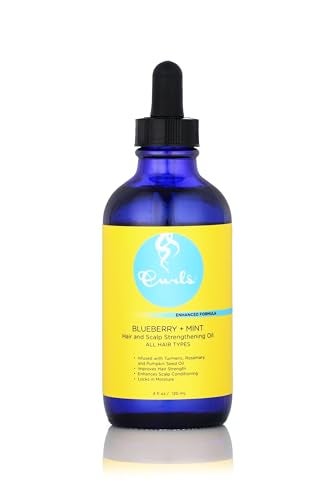 Curls Blueberry Bliss Blueberry  Mint Hair and Scalp Strengthening Oil  4 oz RootPenetrating Hair Oil with Turmeric Rosemary  Pumpkin Seed Oil Hair and Scalp Treatment Oil All Hair Types