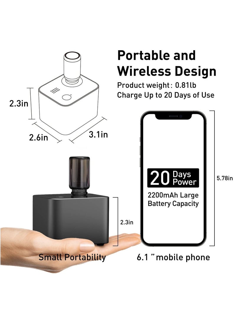 SYOSI - Aromatherapy Diffuser - Waterless Nebulizing Diffusers for Essential Oils Large Room, No Water & No Heat & Noiseless & Cordless & Battery Operated for Living Room Office Home Car (Black) - Image 1