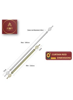 AL WADI FURNITURE Roman Pole Style Heavy Duty Luxury Extendable Curtain Rod, Metal Single Rod Finials Decorative End Window Treatment Rod Drapery Rod (GOLD, 150 – 300 cm)  - Image 2