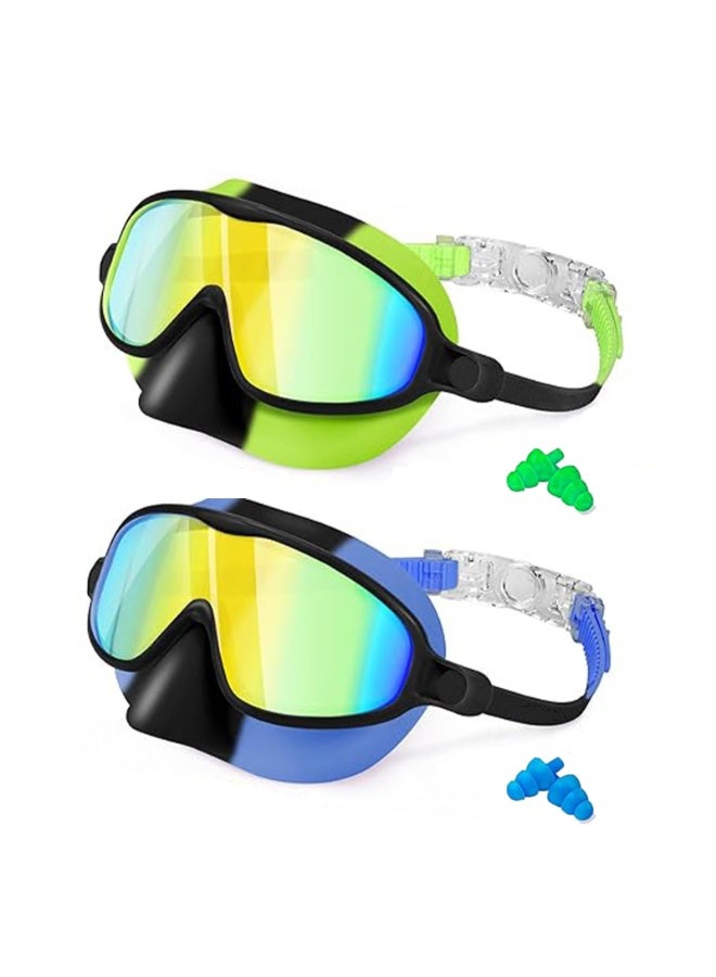 ZOXITY Kids Swim Goggles 2-Pack, Anti-Fog & UV Protection Wide View Diving Mask with Nose Cover, No-Leak Silicone Swimming Goggles for Boys Girls Ages 3-15 - Image 1