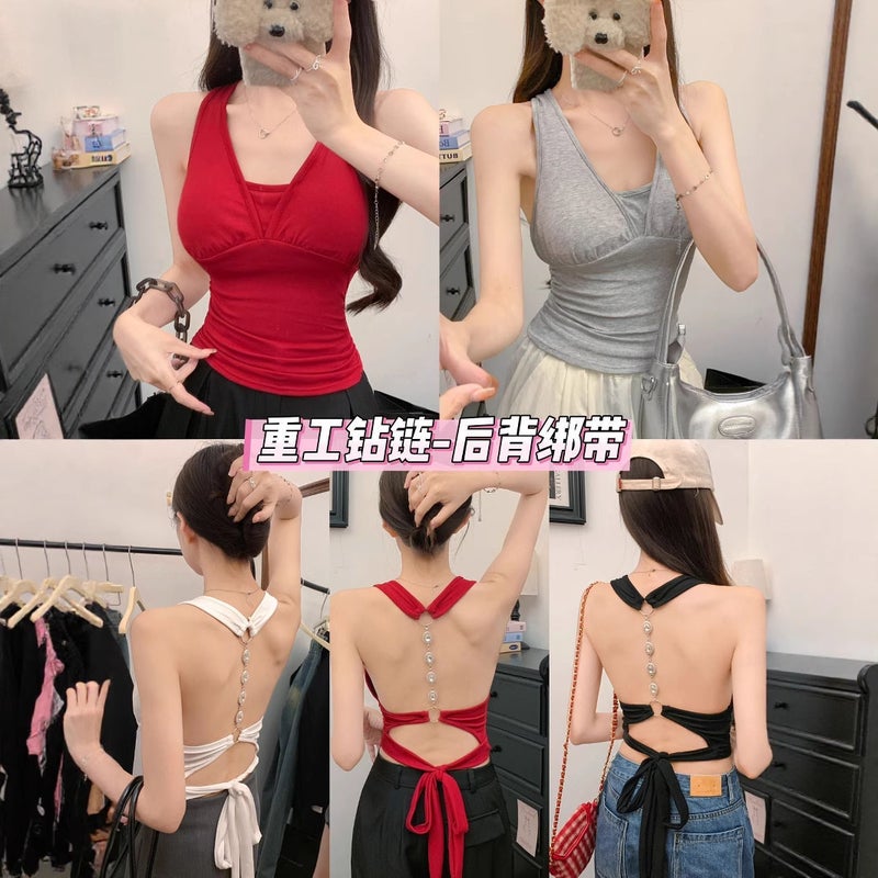 Halter Neck Backless Suspender Belt For Girls Pure Lust Style Outer Wear Short Sleeveless - Image 2