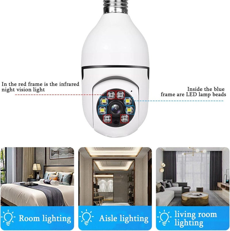 Generic WiFi Panoramic Security Camera Bulb with Night Vision, Motion Detection, Two-Way Audio and 360° Rotation - Image 3