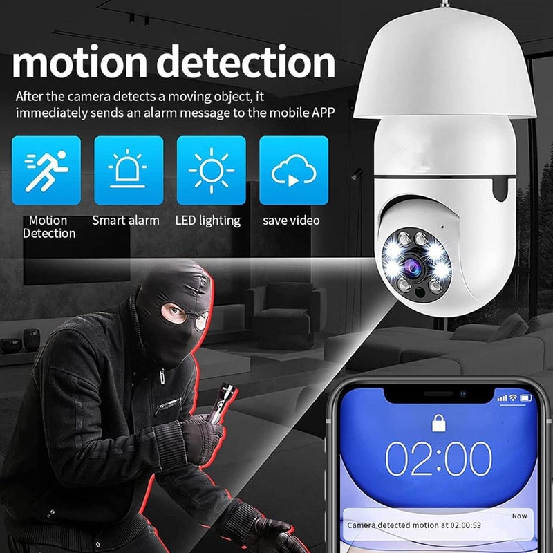 Generic WiFi Panoramic Security Camera Bulb with Night Vision, Motion Detection, Two-Way Audio and 360° Rotation - Image 4