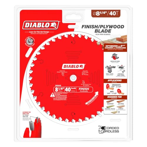 freud Diablo Finishing Saw Blade for Wood - 8-1/4" Diameter, 40 ATB Teeth, 5/8" Arbor, 9000 Max RPM - D0840X - Image 2