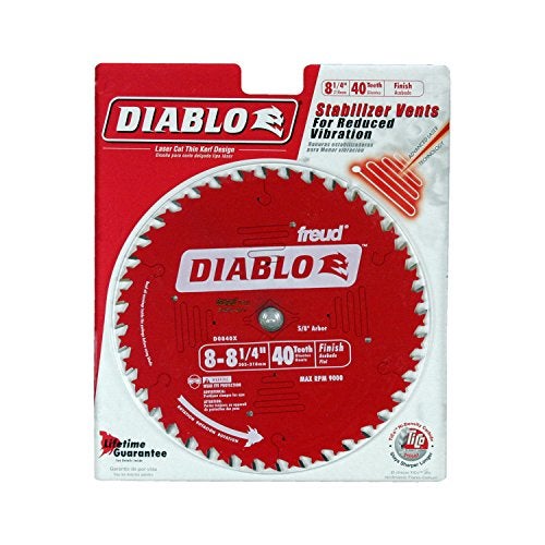 freud Diablo Finishing Saw Blade for Wood - 8-1/4" Diameter, 40 ATB Teeth, 5/8" Arbor, 9000 Max RPM - D0840X - Image 1