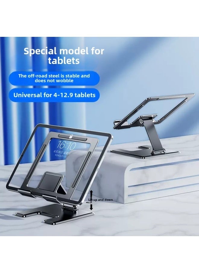 Metal Laptop Bracket Computer Bracket Steel Gold Lifting Portable Rack Base Folding Heat Dissipation Bracket-Color:Phone Holder-Silver - Image 2