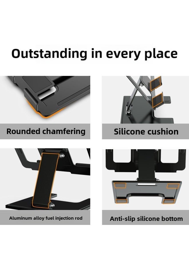 Metal Laptop Bracket Computer Bracket Steel Gold Lifting Portable Rack Base Folding Heat Dissipation Bracket-Color:Phone Holder-Silver - Image 5