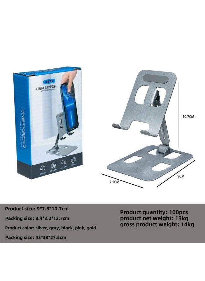Metal Laptop Bracket Computer Bracket Steel Gold Lifting Portable Rack Base Folding Heat Dissipation Bracket-Color:Phone Holder-Silver - Image 1