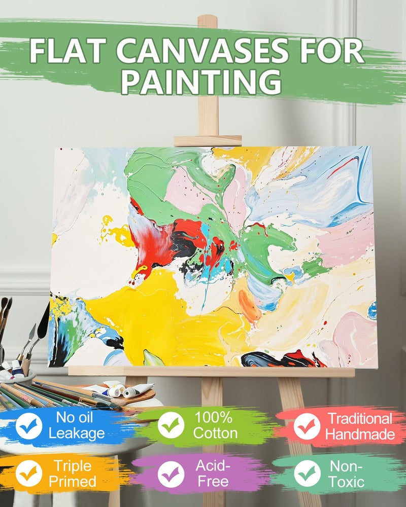 FUMILE Canvas Boards for Painting 8x10, 5 Pack Canvases for Painting Cotton Primed Acid Free Blank Canvas Panels for Watercolor, Oil Paint, Gouache, Acrylic Paint and Tempera. - Image 3