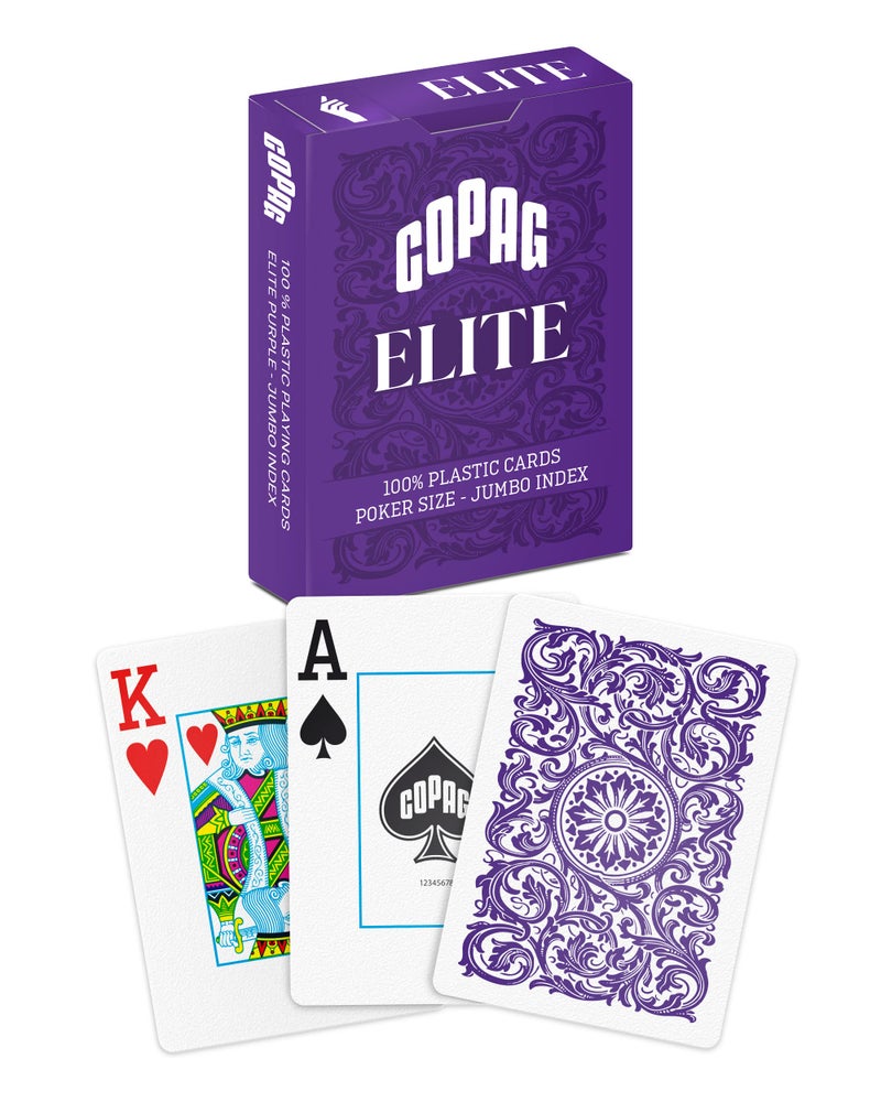 Copag Elite 100 Plastic Playing Cards Poker Size Standard Jumbo Index Single Deck Purple - Image 2