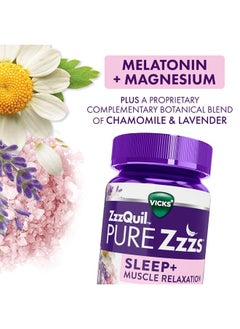 Vicks Zzzquil Pure Zzzs Sleep Muscle Relaxation Melatonin Sleep Aid Gummies Supports Healthy Muscle Function  Magnesium No Nextday Grogginess Nonhabit Forming 60Ct  - Image 4