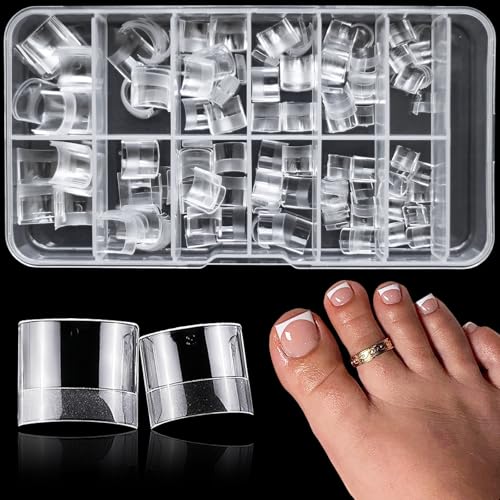 Lifextol 240pc Soft Gel Toe Nail Tips Short Fake Toenail Tips Square Fake Toe Nail Tips for Toes Press on Toenails, Clear False Toe Nail Press ons, 12 Sizes French Artificial Toe Tips Acrylic Nails - Image 1