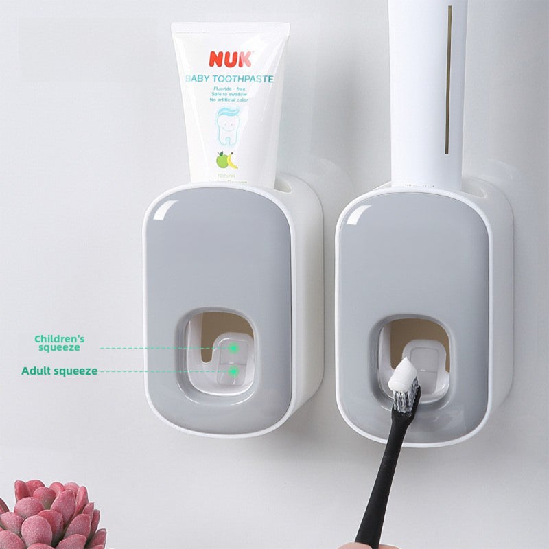 ecoco creative cross-border Automatic toothpaste squeezer bathroom nail-free wall hanging double squeezing lazy Automatic toothpaste squeezer(Black) - Image 5