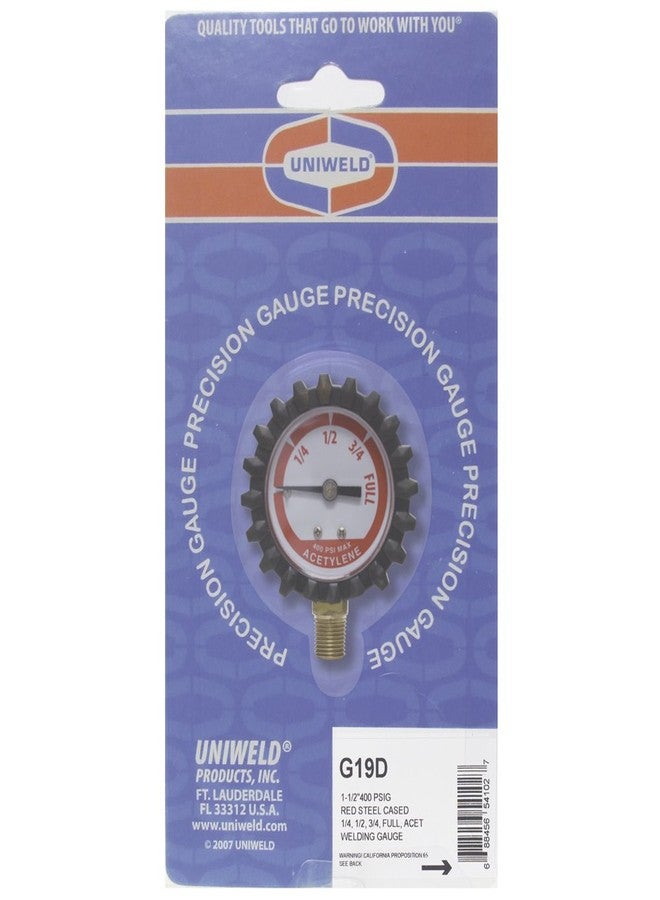 Uniweld G19D 1-1/2-Inch 400 PSI Acetylene Replacement Contents Gauge with Protective Rubber Boots - Image 5