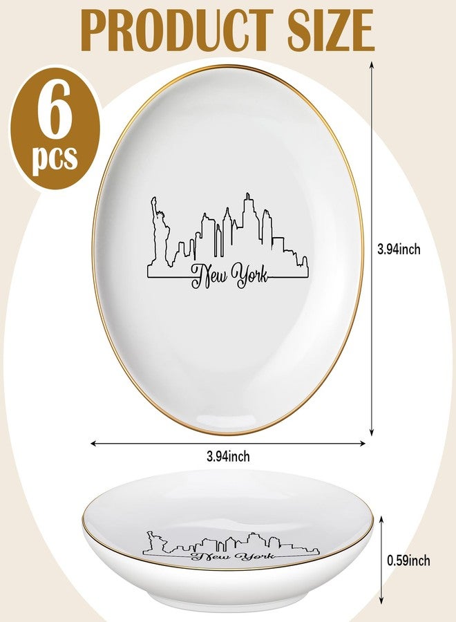Tondiamo 6 Pcs New York Jewelry Dish New York Souvenirs and Gifts Nyc City Ceramic Trinket Dish Wedding Bridesmaid Gifts for Rings Earrings Necklaces Bracelet Watch Keys - Image 2