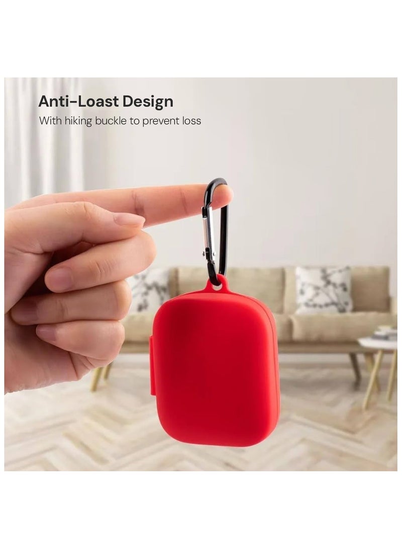 O Ozone Silicone Case Compatible with OnePlus Buds 3 Case with Keychain, Soft Silicone Full-Body Shockproof Protective Skin Headphone Cover for Men Women- Red - Image 5