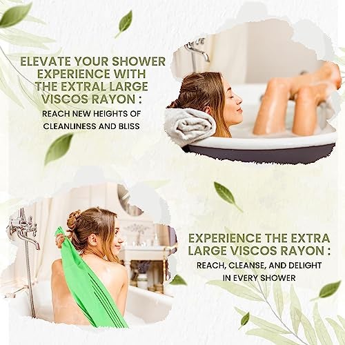 etreetowel Extra Large Size 35.4" x 11" (2 PCs) Korean Asian Exfoliating Bath Washcloths Mitt Scrub for Body and Back washcloth Glove Viscose Rayon Towel for Soft Skin - Image 3