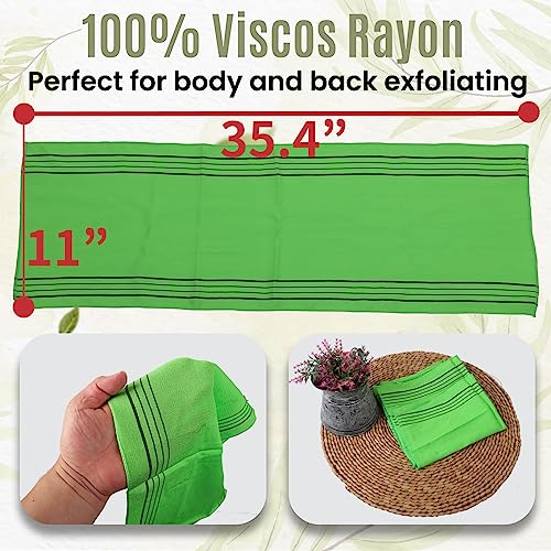 etreetowel Extra Large Size 35.4" x 11" (2 PCs) Korean Asian Exfoliating Bath Washcloths Mitt Scrub for Body and Back washcloth Glove Viscose Rayon Towel for Soft Skin - Image 2