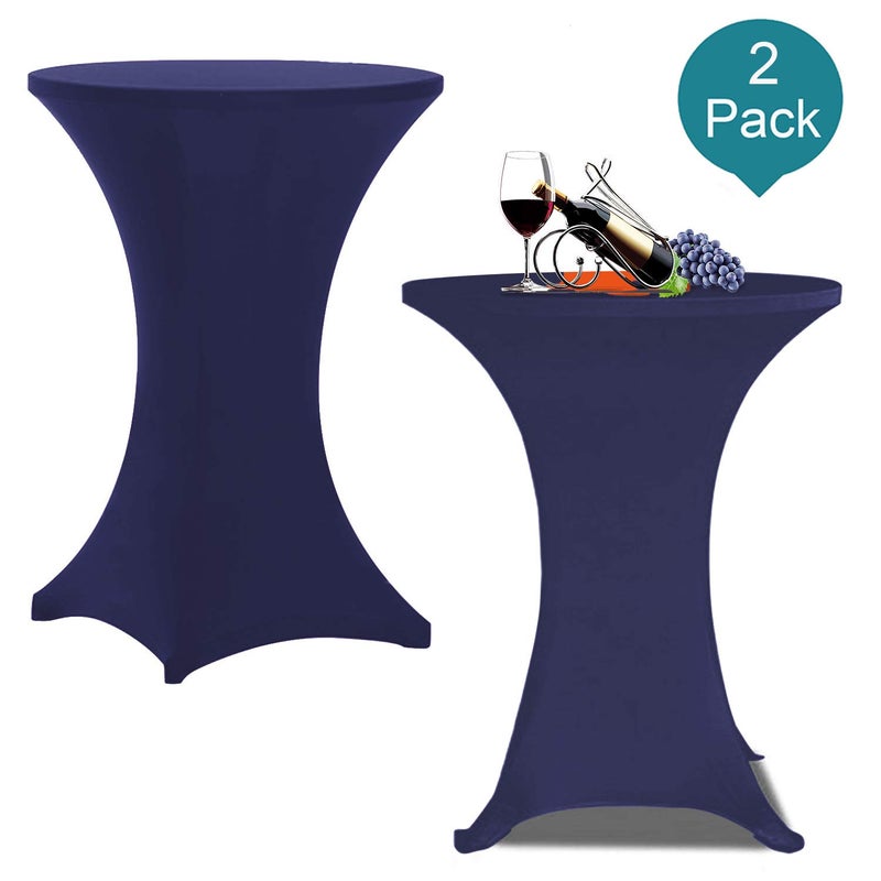 RELIANCER 2 Pack Cocktail Table Covers,36"x43" Fitted Spandex Tablecloth,Stretch Round Highboy Tables Cover,Elastic High Top Table Cloths for Outdoor Party,Wedding,Bar,Birthday,Banquet,Trade Show - Image 2