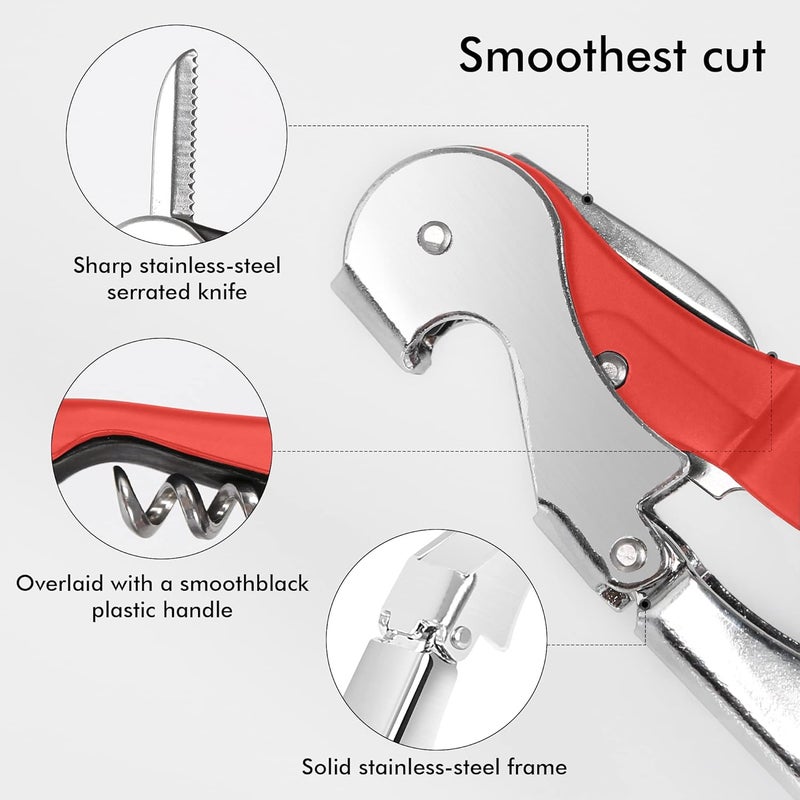 Kit-Home Professional Waiter Corkscrew Wine Openers Set, Heavy Duty Stainless Steel Hinges Wine Key for Restaurant Waiters, Sommelier, Bartenders - Image 5