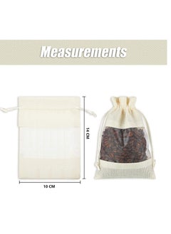 Y&D 30-Pieces 10x14 Cm Linen Burlap Sheer Bag Organza Bag Burlap Bags With Drawstring For Wedding Party Favors Cosmetic Samples Goodies Mesh Pouch (White)  - Image 2
