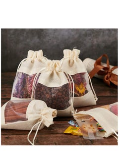 Y&D 30-Pieces 10x14 Cm Linen Burlap Sheer Bag Organza Bag Burlap Bags With Drawstring For Wedding Party Favors Cosmetic Samples Goodies Mesh Pouch (White)  - Image 4