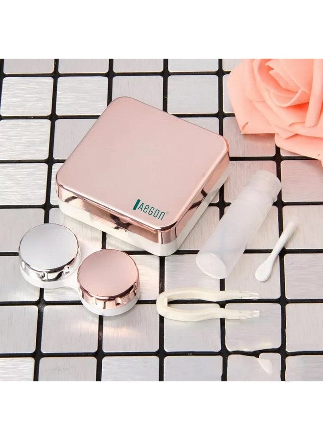 Aegon Contact Lens Case | Lens Box for Travel | Lens Case for Contact Lenses with Mirror, Tweezer, Applicator, Solution Bottle & Lens Box (Rose Gold) - Image 5