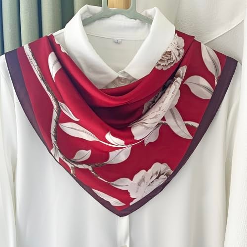 FONYVE Silk Scarfs for Women Lightweight, Fashion Head Scarf, Satin Hair Wrap for Sleeping 27.5 × 27.5 inches - Image 5